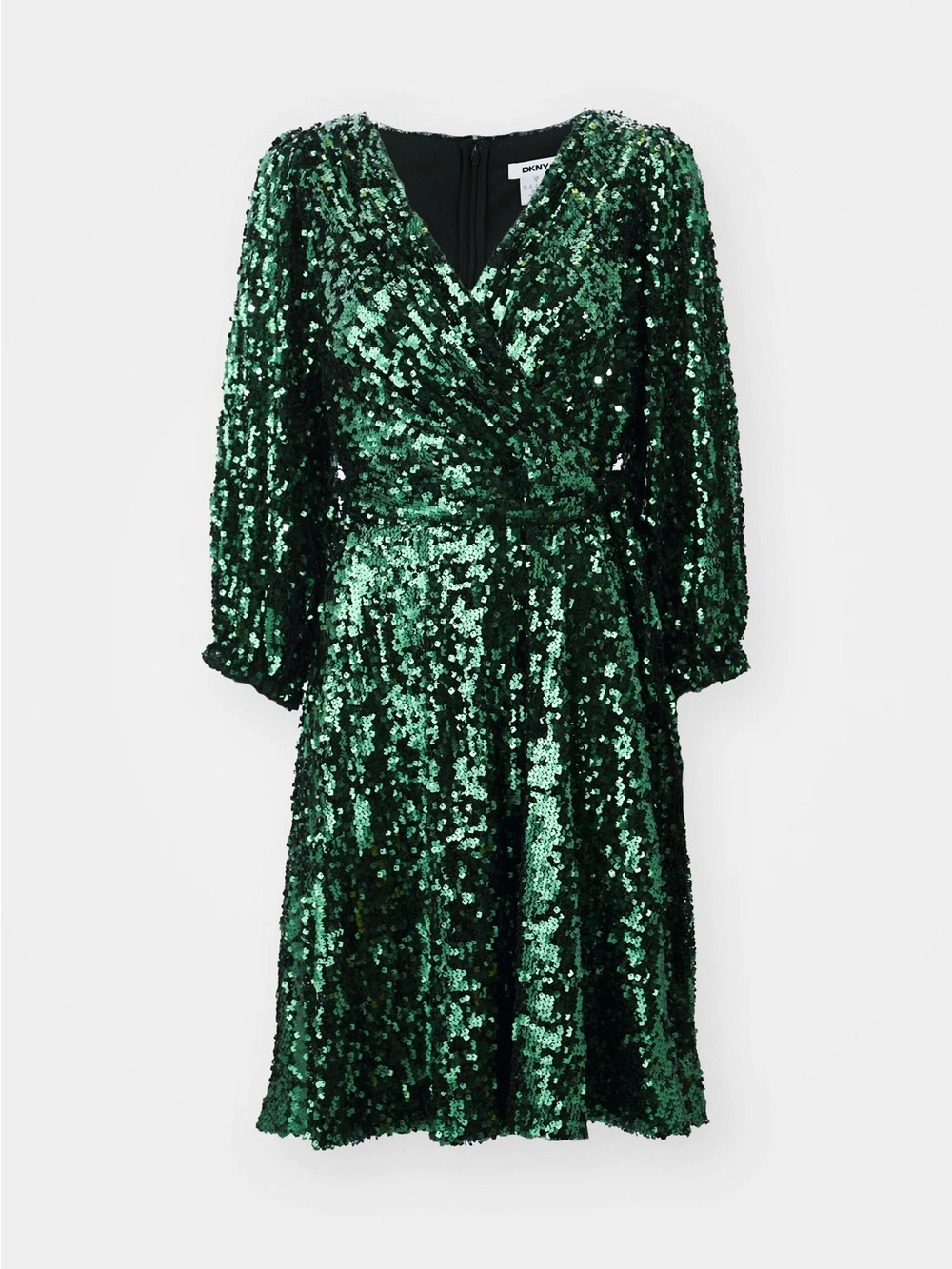 ✨ DKNY Emerald Green Sequin Faux Wrap Dress ✨ Size 12, Worn Once